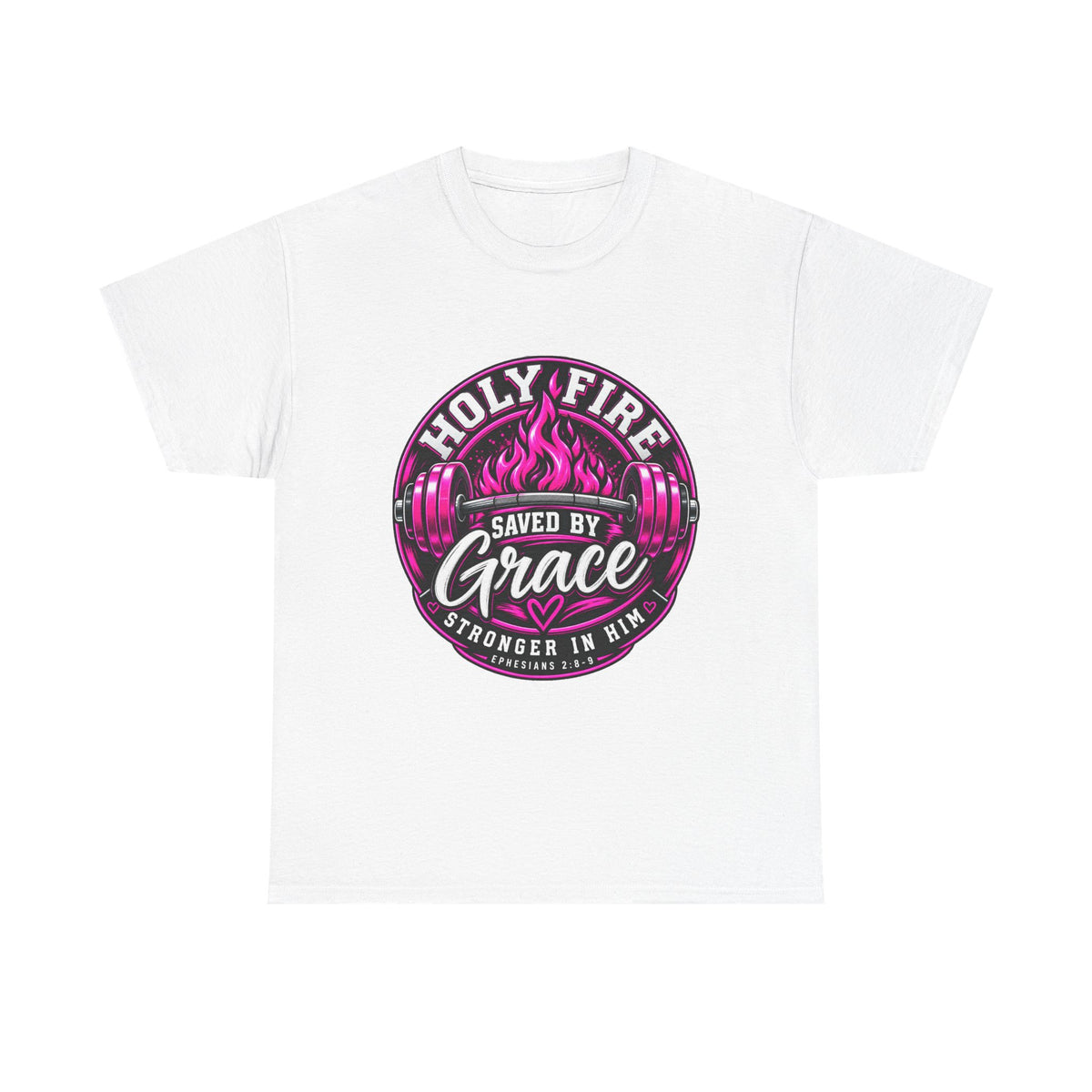Holy Fire 'Saved by Grace' T-Shirt — Christian Faith Tee (Ephesians 2:8-9)