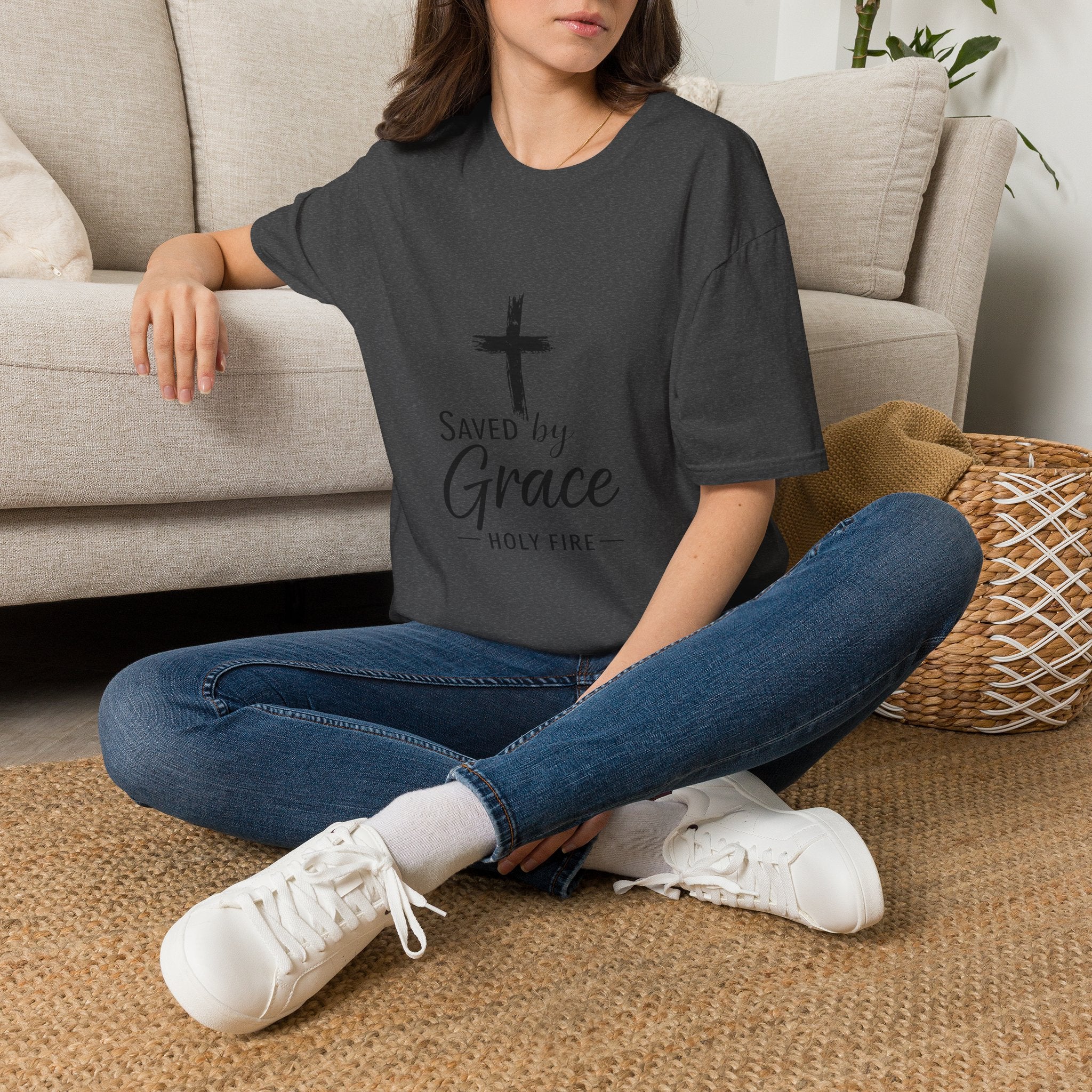 Christian 'Saved by Grace' T-Shirt - Inspirational Cross Faith Tee