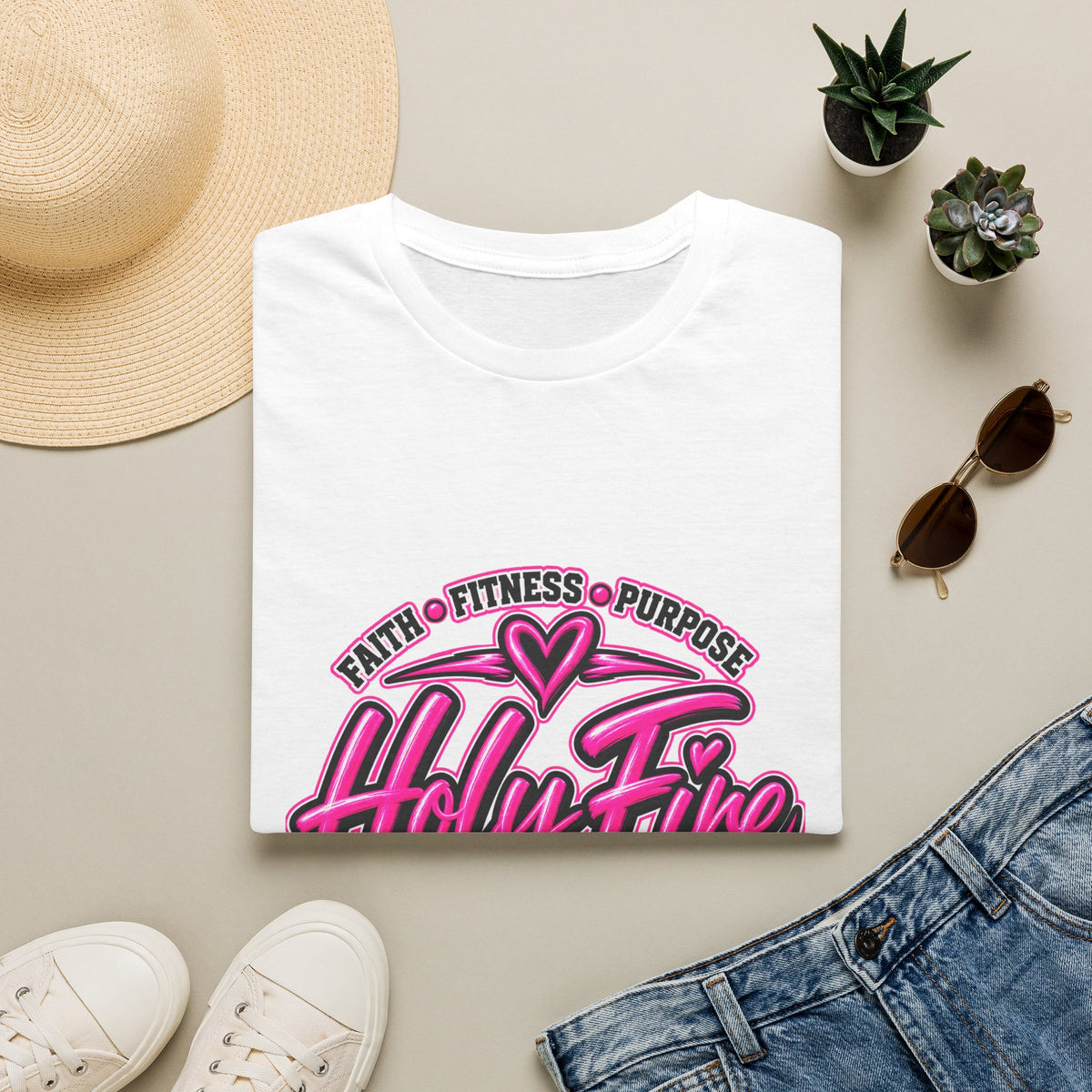 Holy Fire T-Shirt — Faith, Fitness & Purpose "Saved by Grace" Graphic Tee