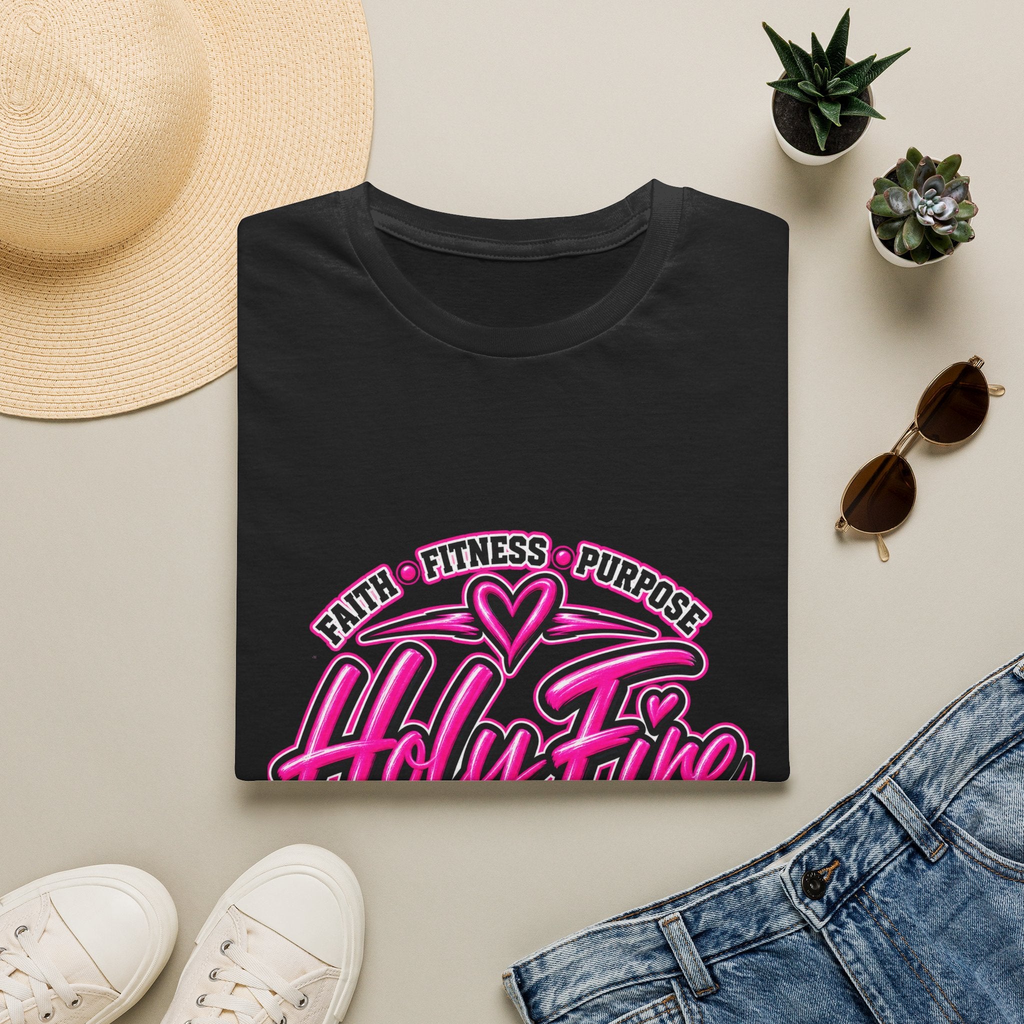 Holy Fire T-Shirt — Faith, Fitness & Purpose "Saved by Grace" Graphic Tee