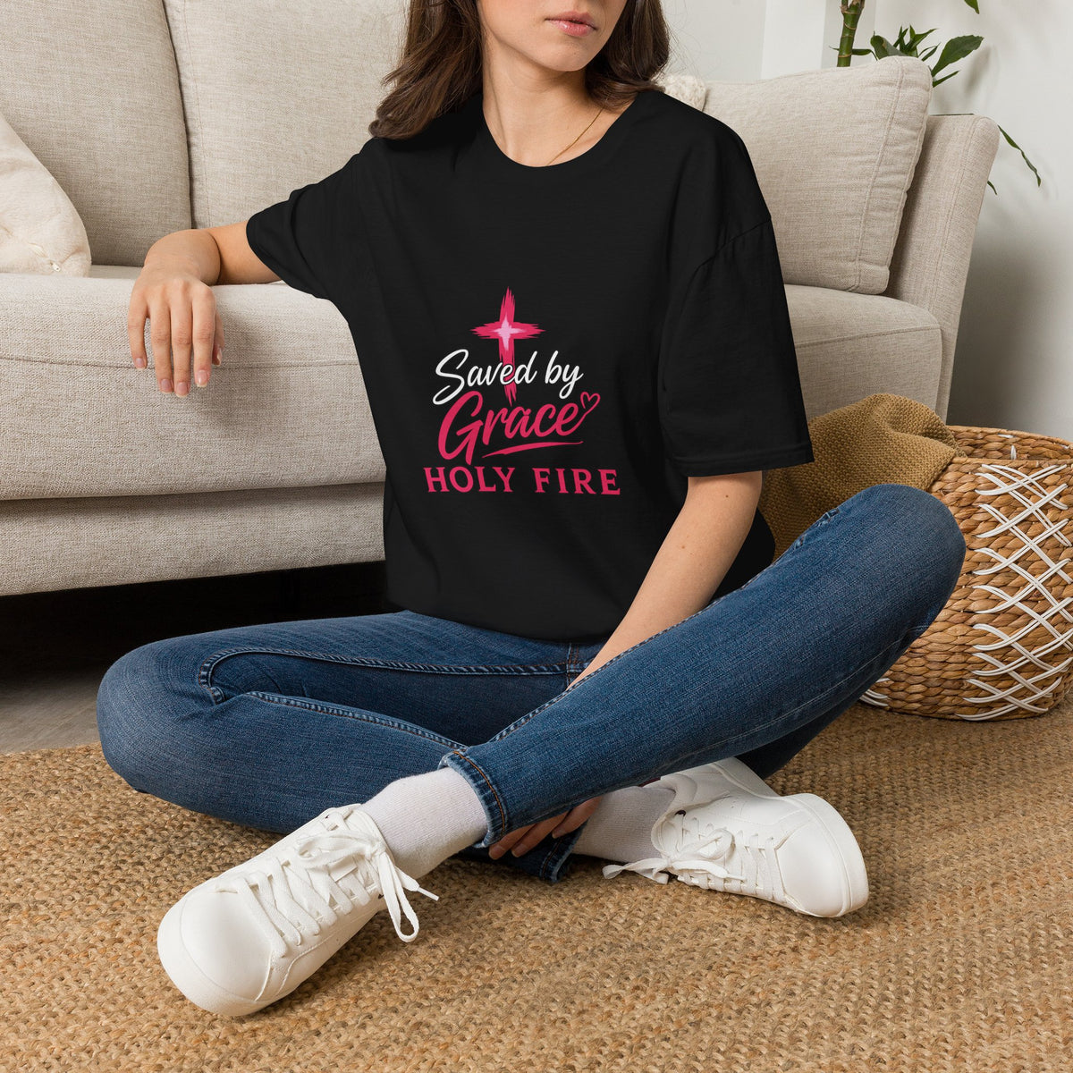 Saved by Grace Holy Fire T-Shirt — Christian Faith Inspirational Tee