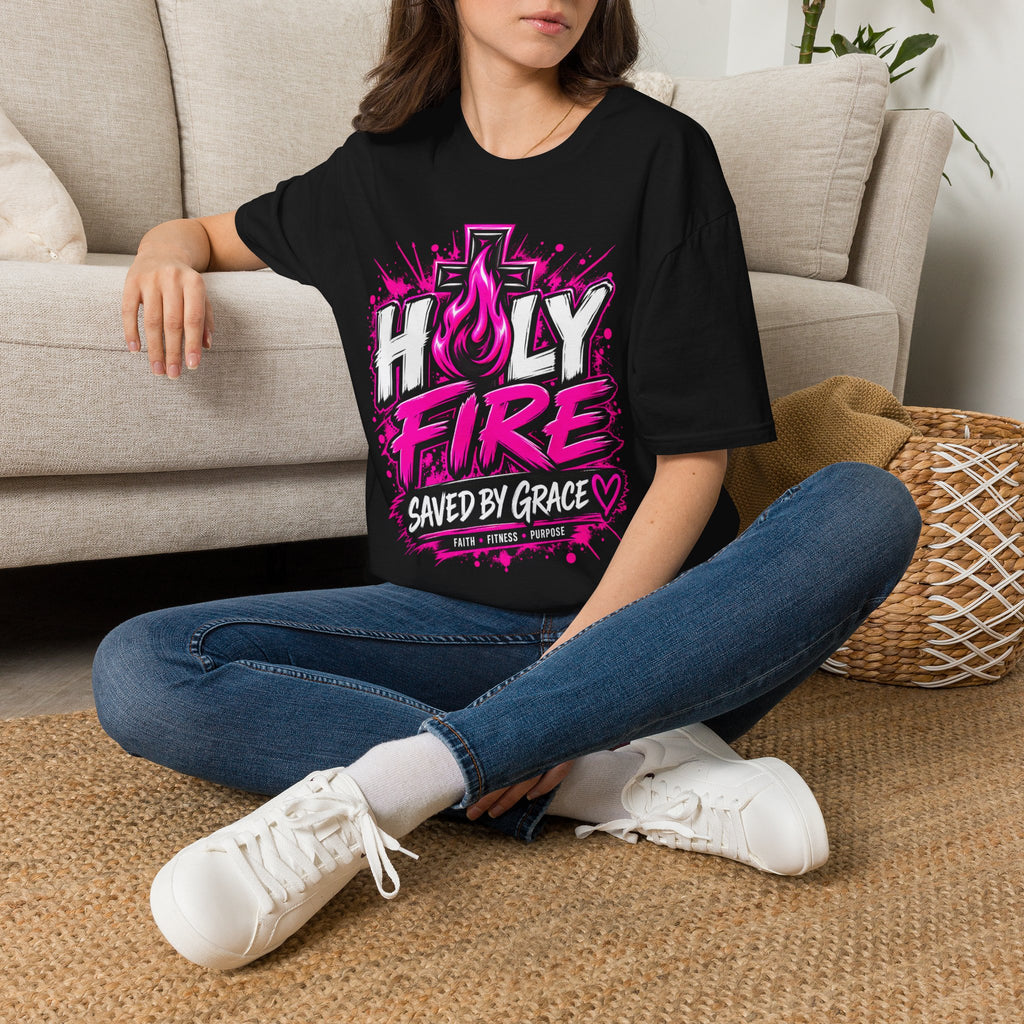 Holy Fire T-Shirt — "Saved by Grace" Christian Faith Tee