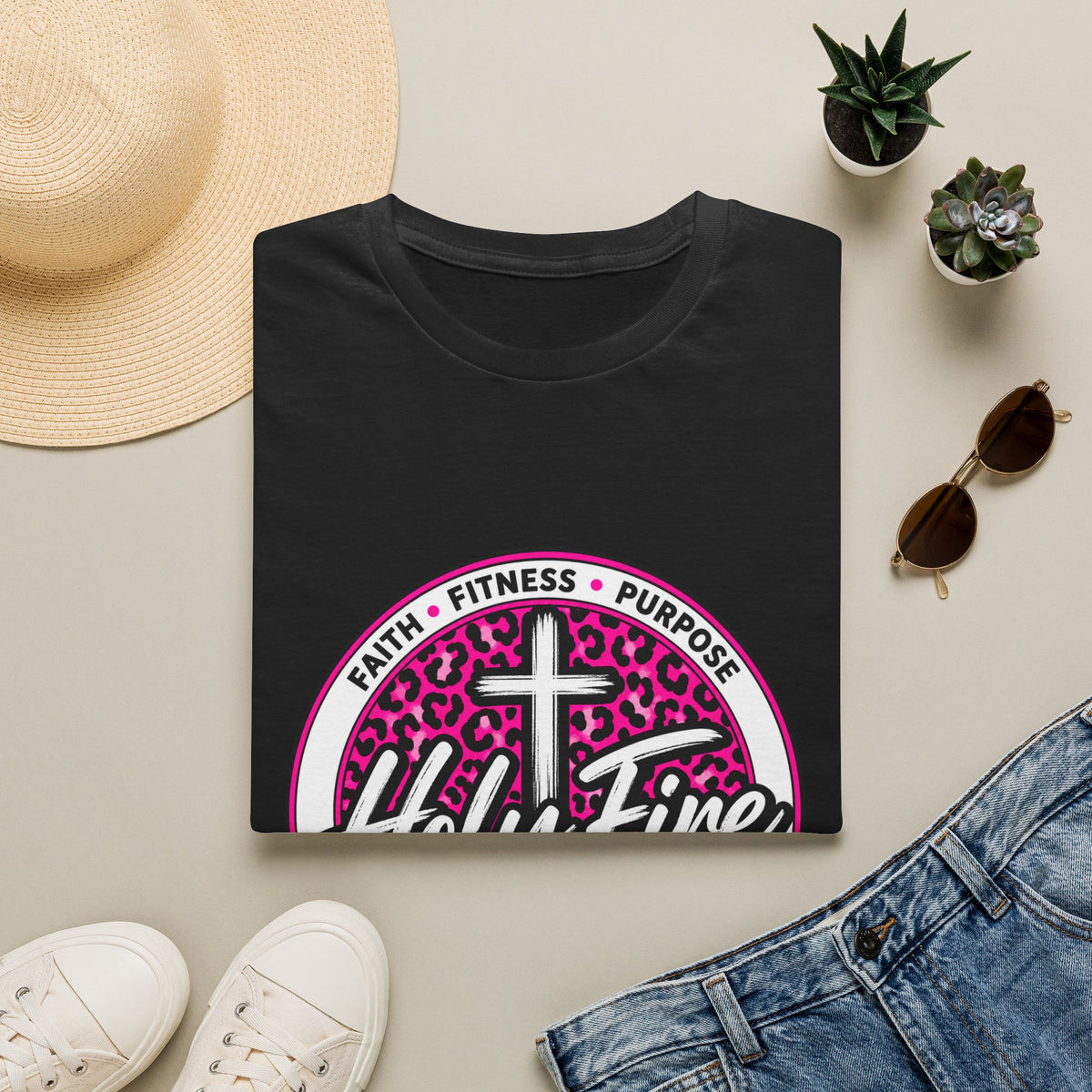 Holy Fire T-Shirt — Christian Faith Leopard Cross Tee
