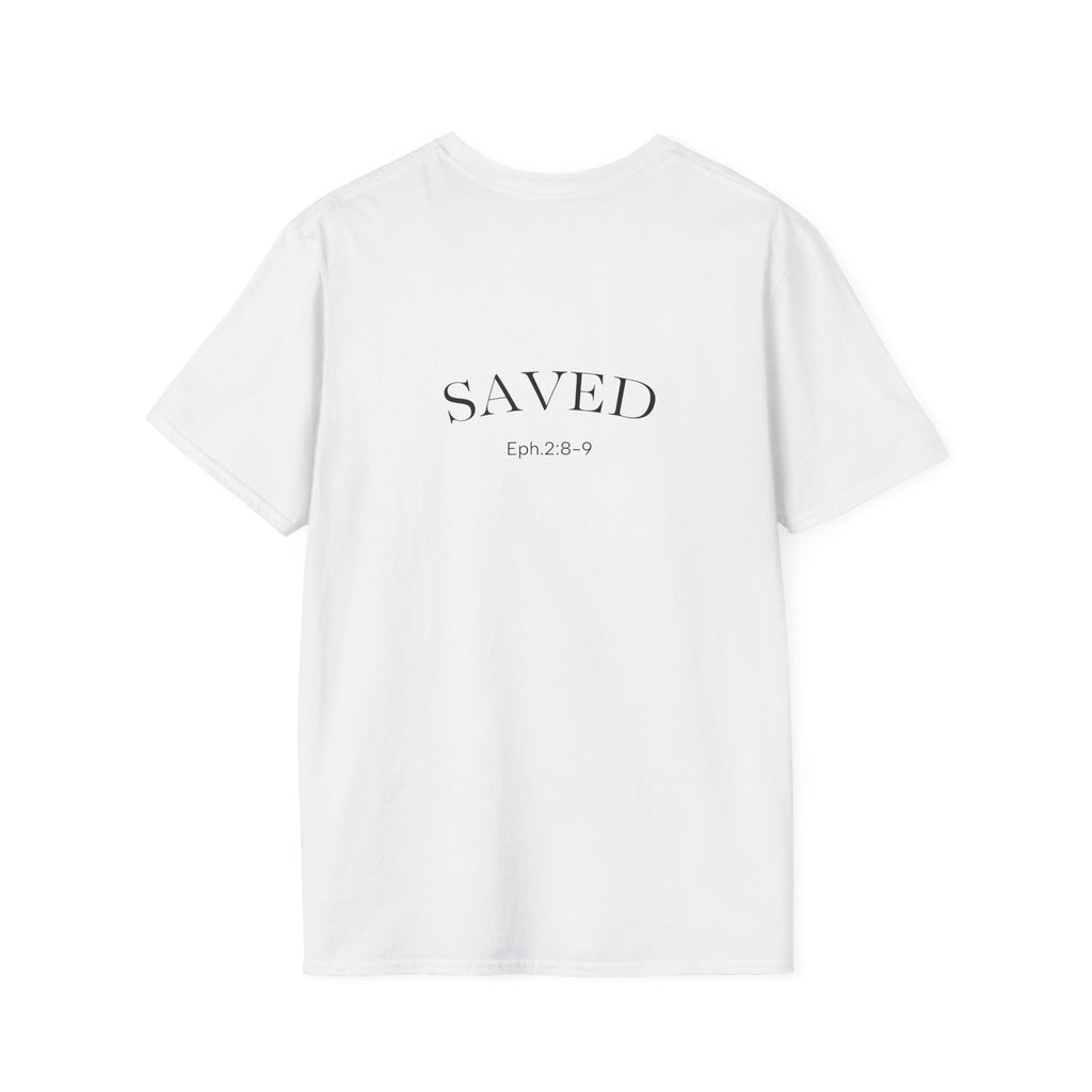 T‑Shirt — “Saved by Grace” Pink Leopard Cross Christian Faith Tee