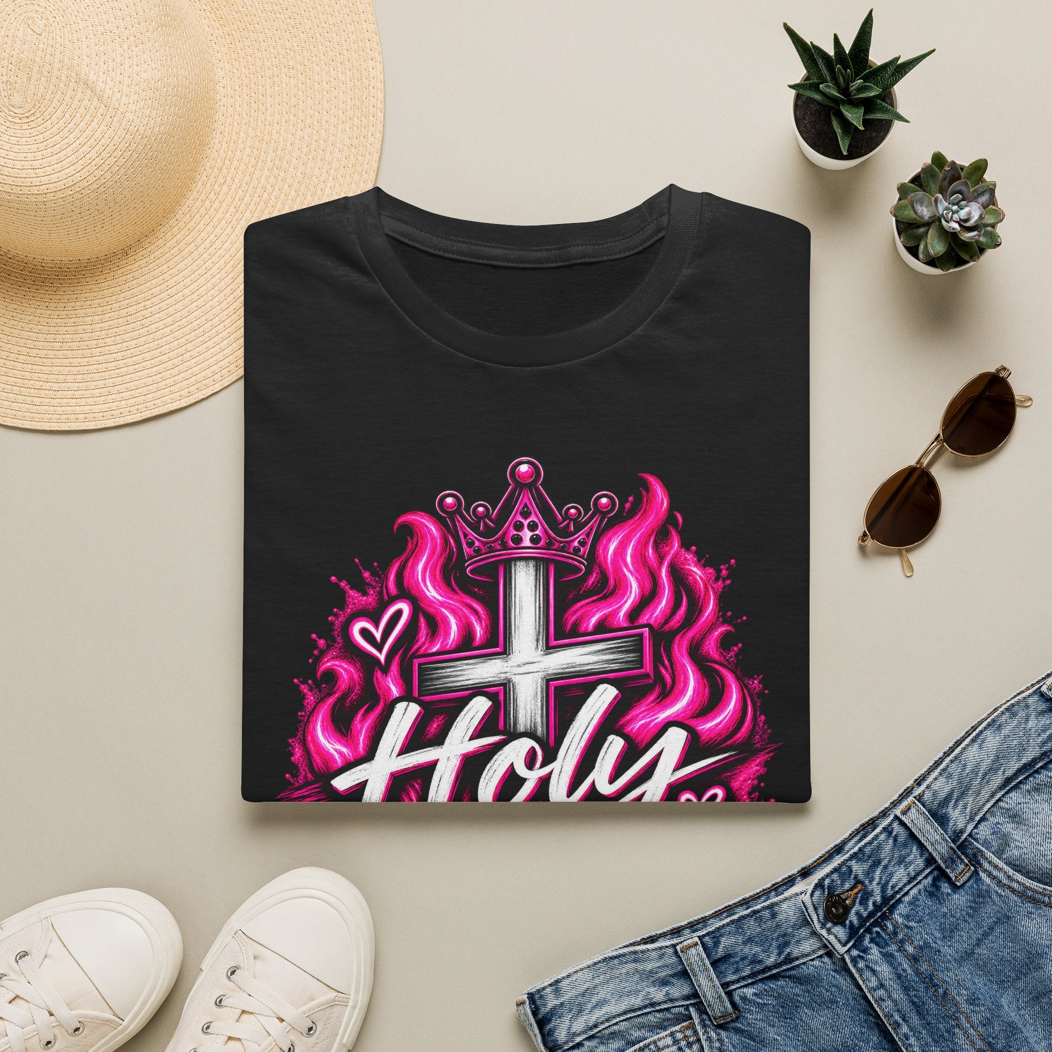 Christian T-Shirt — "Holy Fire" Saved by Grace (Ephesians 2:8) Graphic Tee