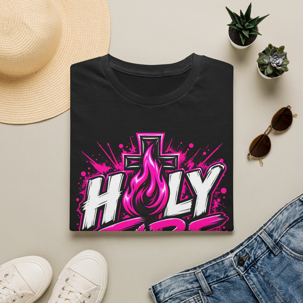 Holy Fire T-Shirt — "Saved by Grace" Christian Faith Tee