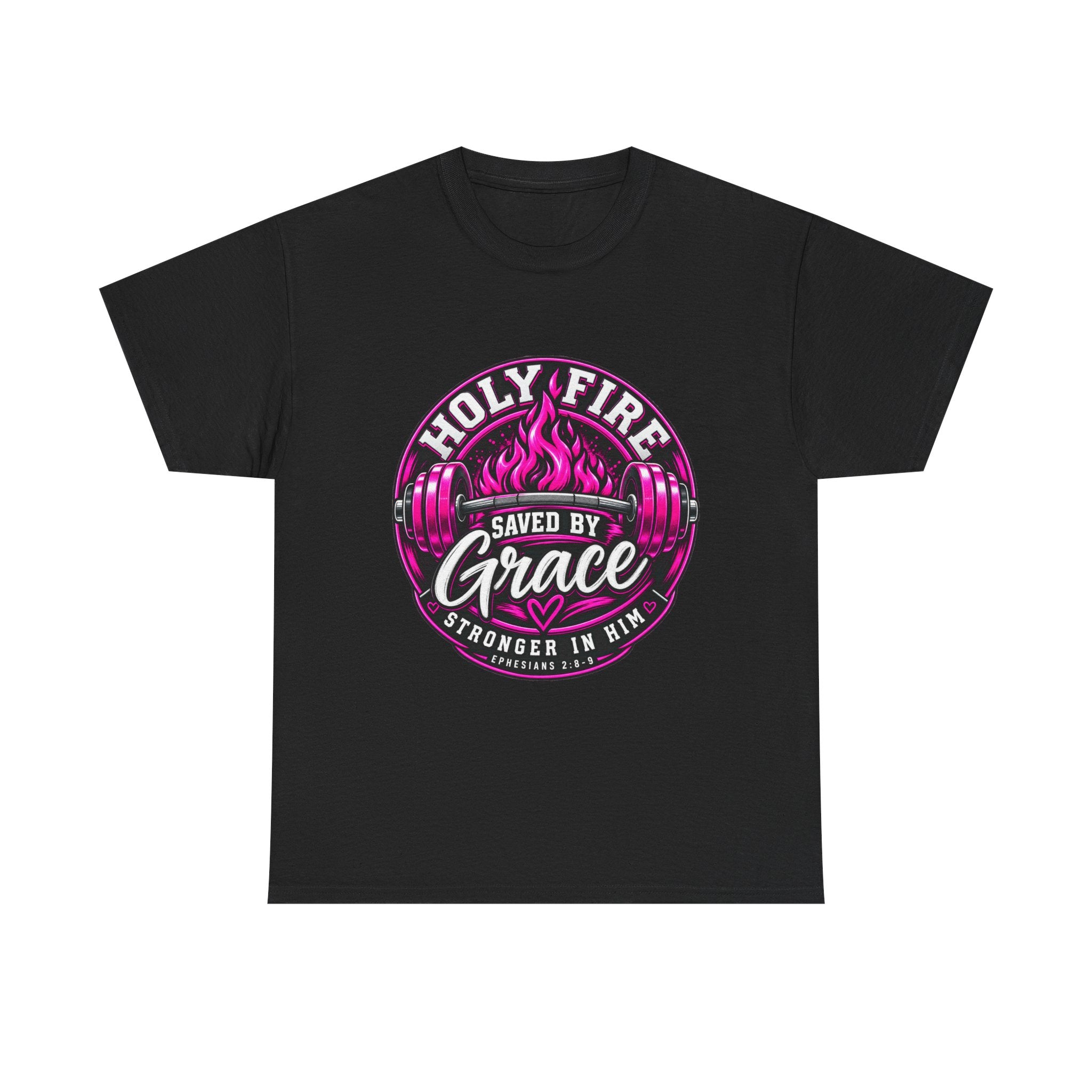 Holy Fire 'Saved by Grace' T-Shirt — Christian Faith Tee (Ephesians 2:8-9)