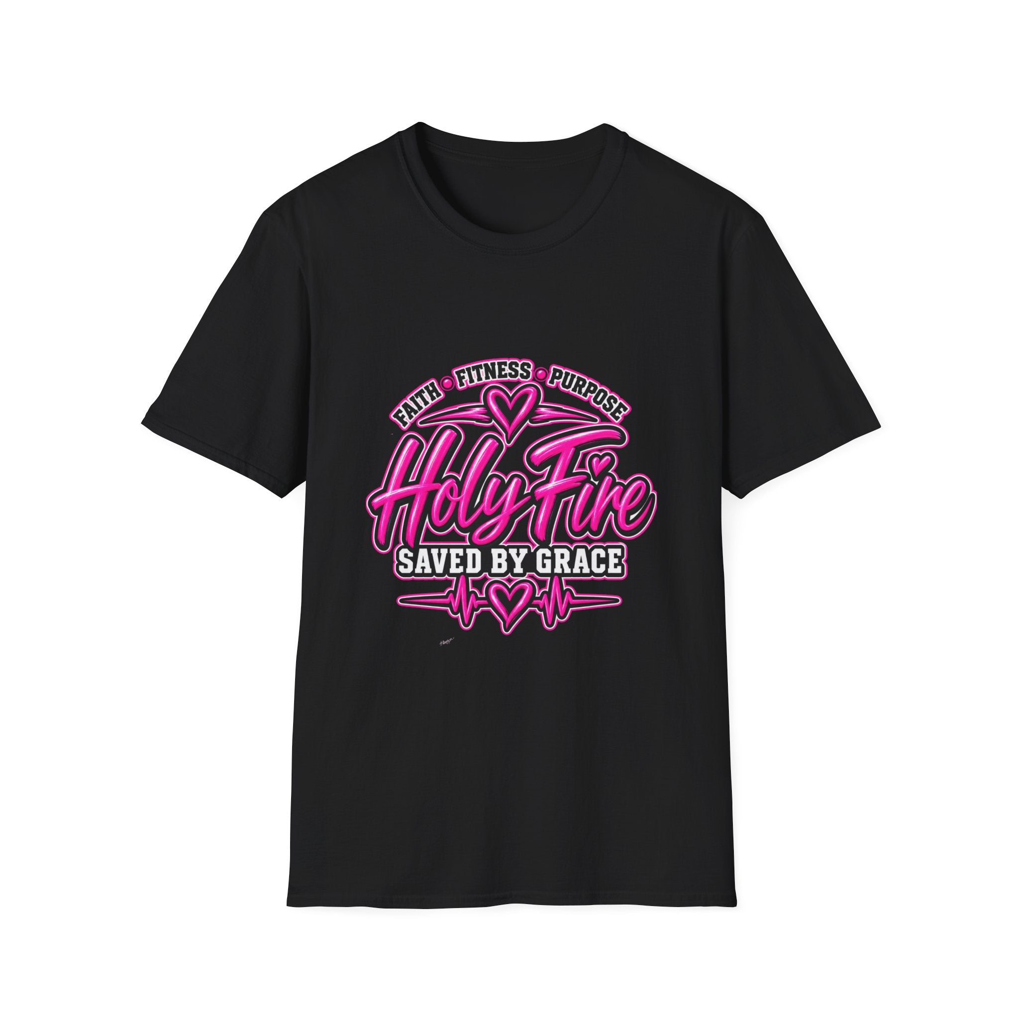 Holy Fire T-Shirt — Faith, Fitness & Purpose "Saved by Grace" Graphic Tee