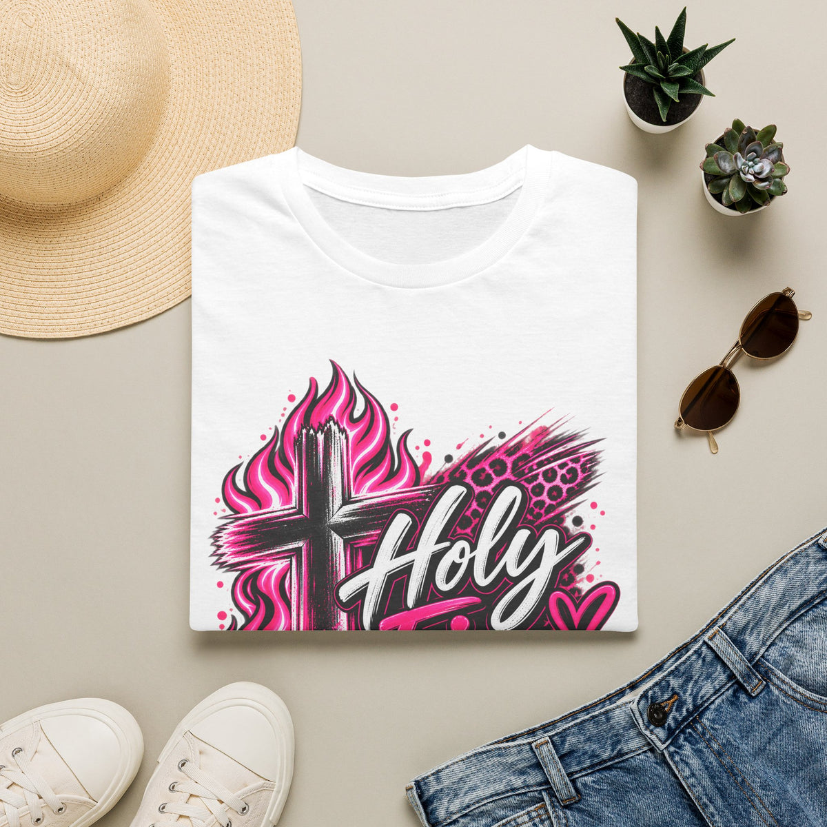 Holy Fire T-Shirt — "Holy Fire, Saved by Grace" Christian Faith Tee