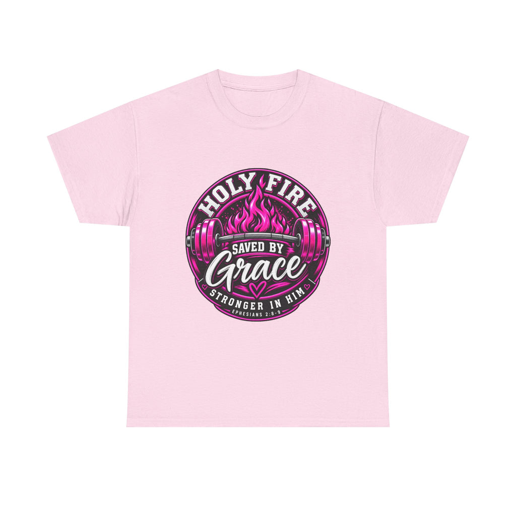 Holy Fire 'Saved by Grace' T-Shirt — Christian Faith Tee (Ephesians 2:8-9)