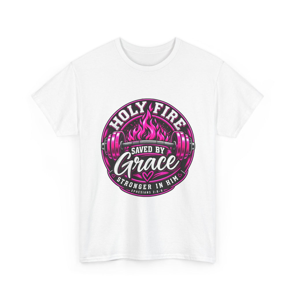 Holy Fire 'Saved by Grace' T-Shirt — Christian Faith Tee (Ephesians 2:8-9)