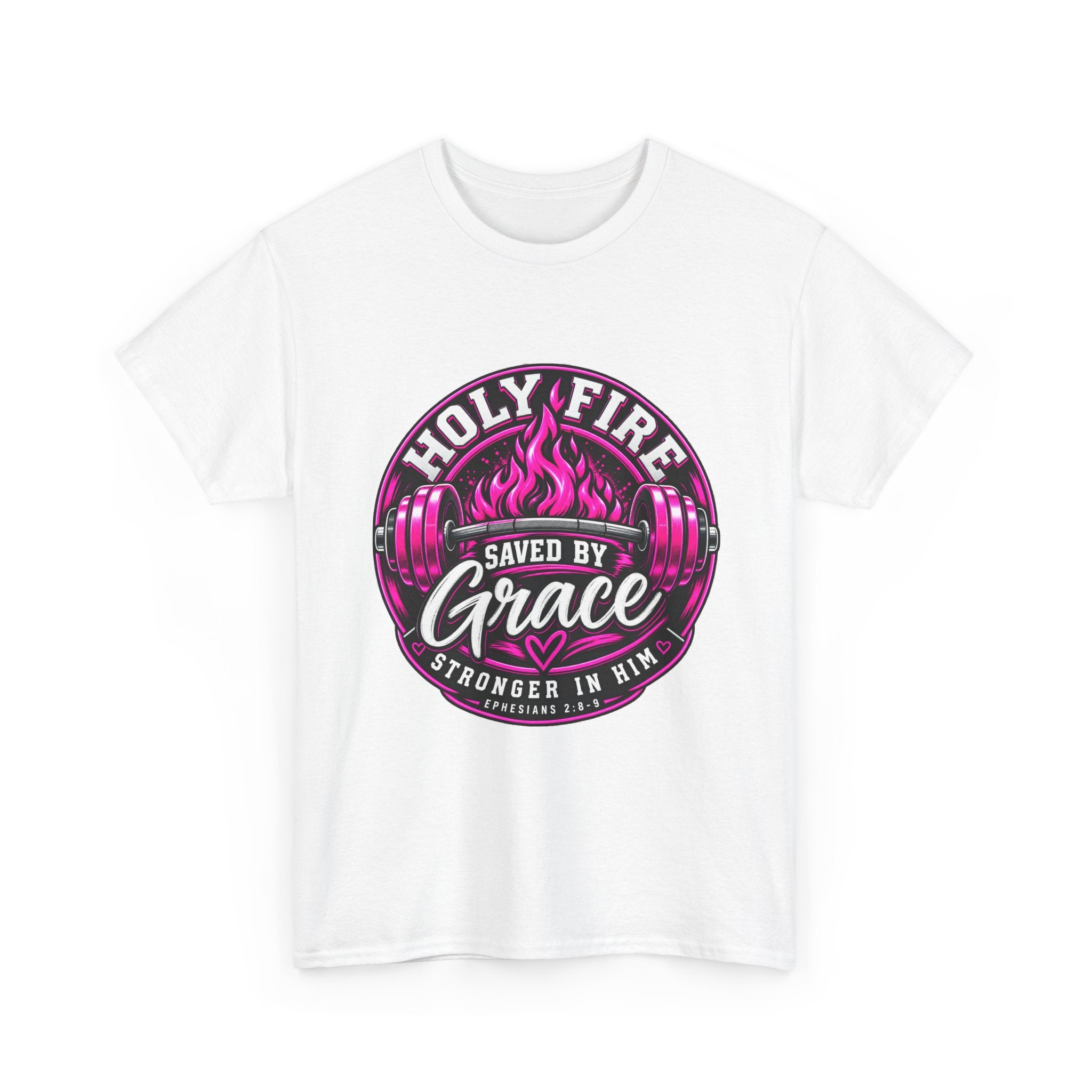 Holy Fire 'Saved by Grace' T-Shirt — Christian Faith Tee (Ephesians 2:8-9)