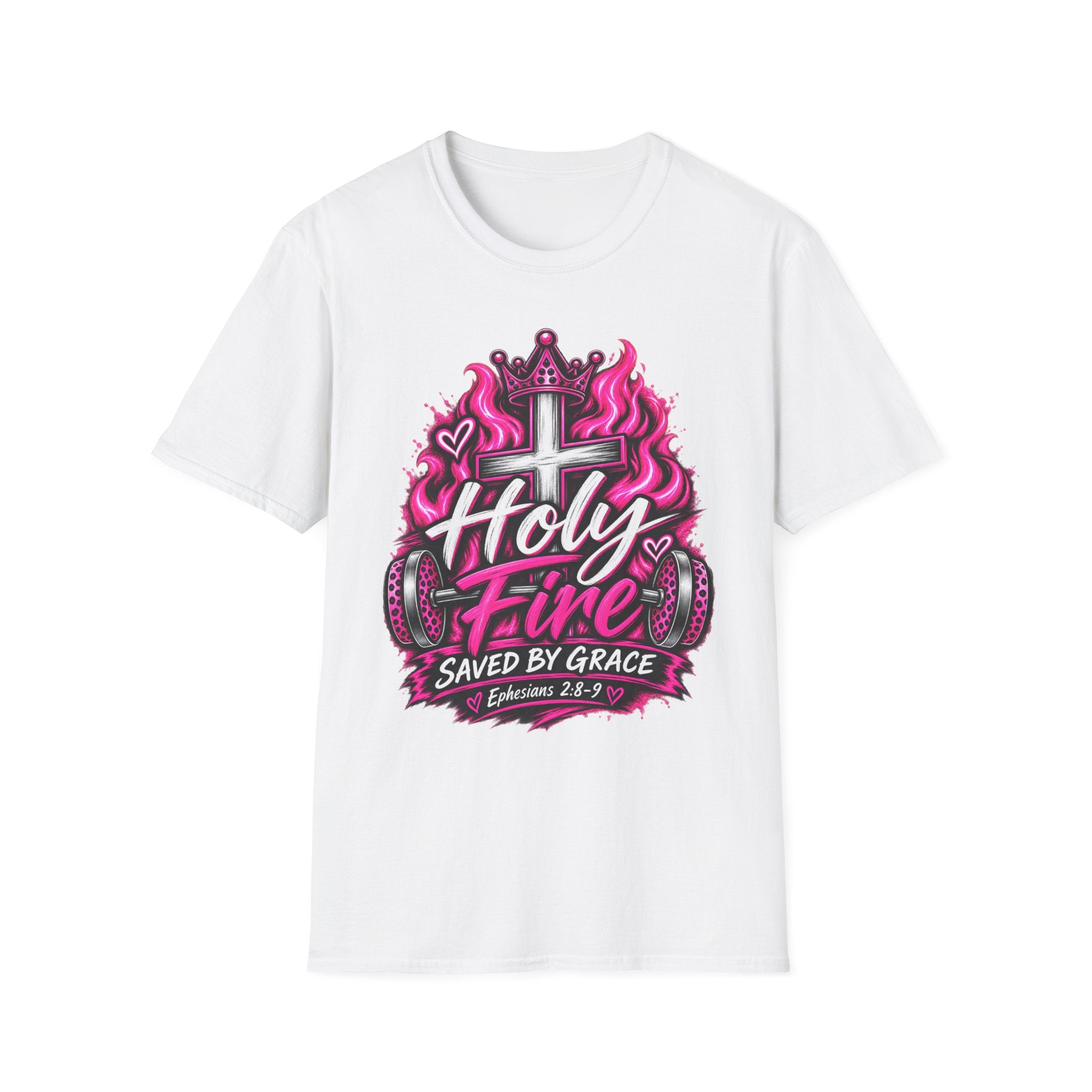 Christian T-Shirt — "Holy Fire" Saved by Grace (Ephesians 2:8) Graphic Tee