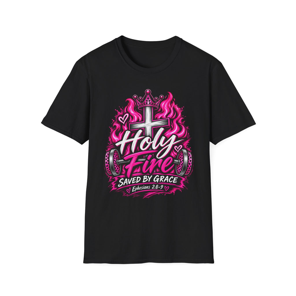 Christian T-Shirt — "Holy Fire" Saved by Grace (Ephesians 2:8) Graphic Tee