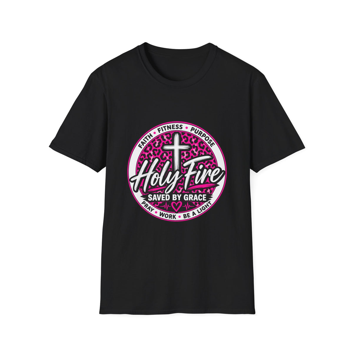 Holy Fire T-Shirt — Christian Faith Leopard Cross Tee