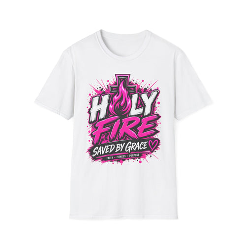 Holy Fire T-Shirt — "Saved by Grace" Christian Faith Tee