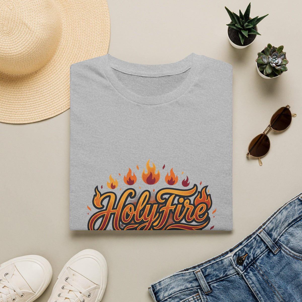Holy Fire T-Shirt — "Every Rep is Worship" Faith Workout Tee